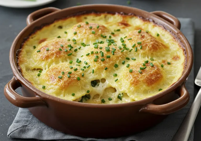 Gratin de ravioles au four doré et onctueux