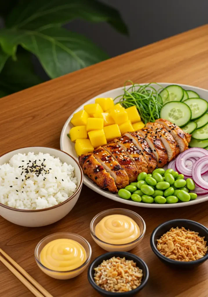 ingrédients poke bowl poulet maison