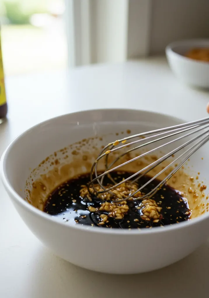 Ingrédients pour marinade soja miel gingembre