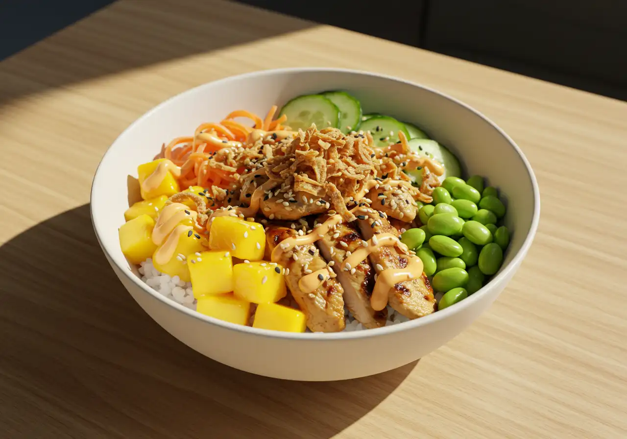 recette poke bowl poulet healthy