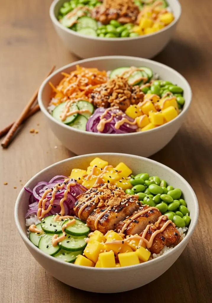 variantes poke bowl poulet healthy