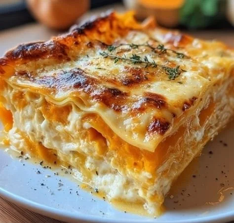 Lasagne automnale au butternut squash et fromage de chèvre, plat délicieux et réconfortant