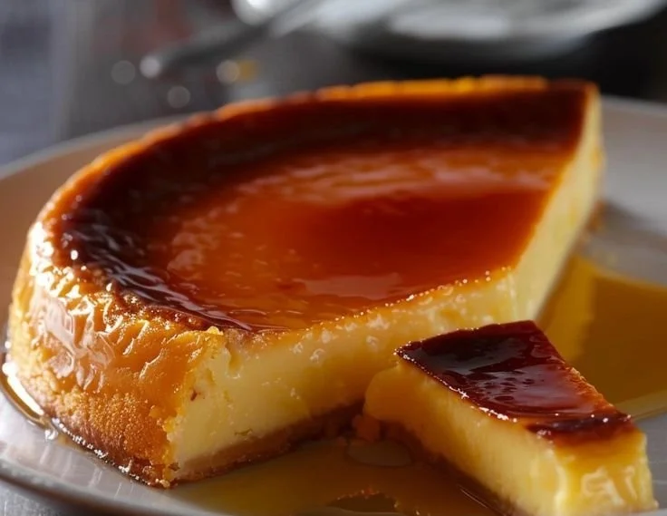 Flan Parisien crémeux et savoureux, dessert traditionnel français sur une assiette