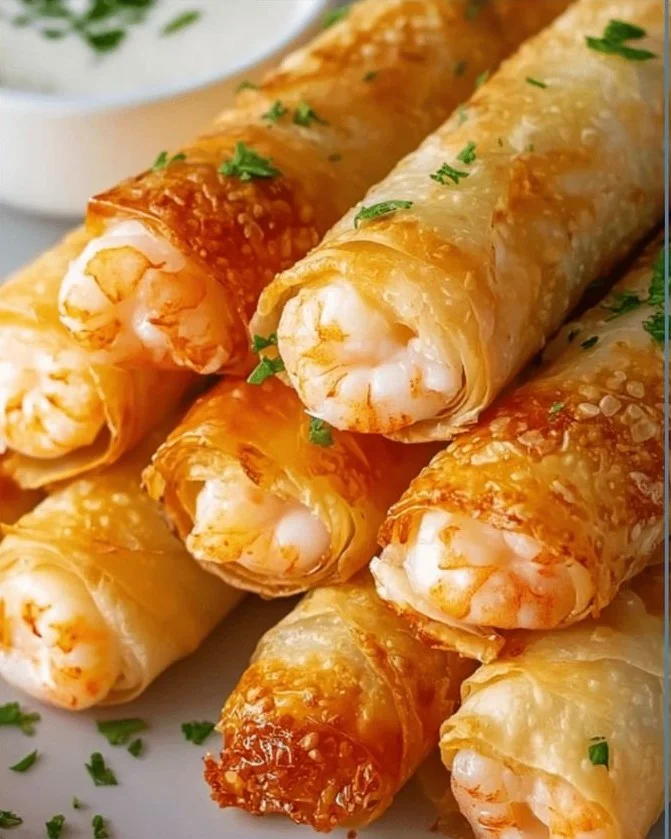 Rouleaux de crevettes croustillants parfaitement dorés et appétissants