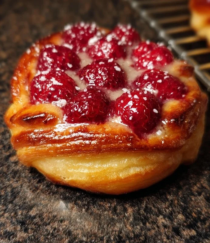 Danish aux framboises sucrées, pâtisserie délicieuse et gourmande