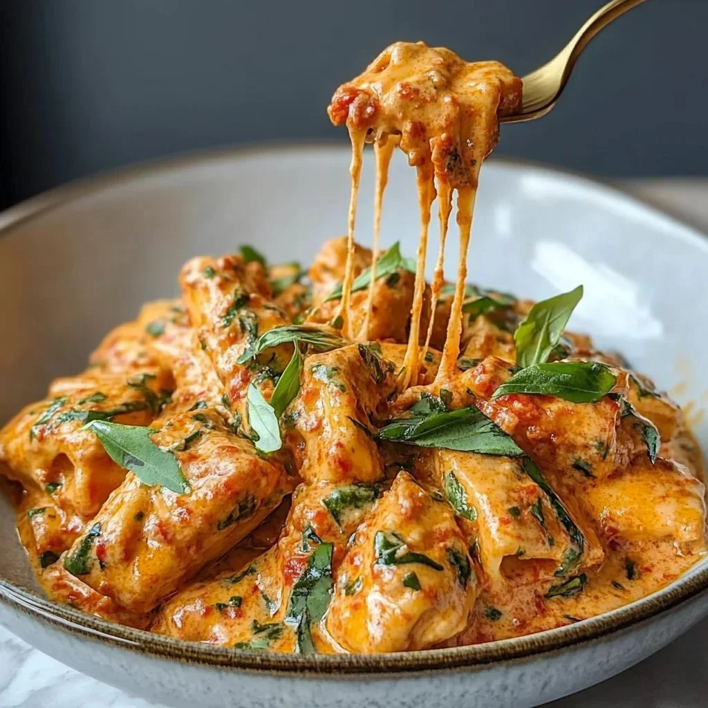 Pâtes crémeuses à la tomate et à l'ail