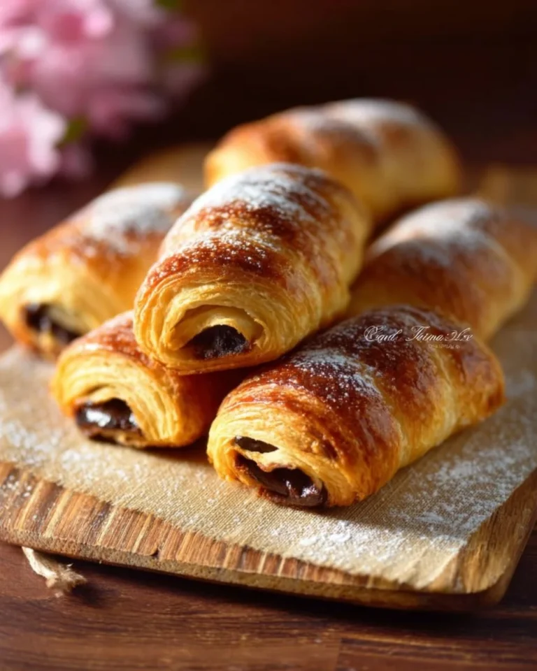 Recette facile de pain au chocolat avec chocolat fondant à l'intérieur.