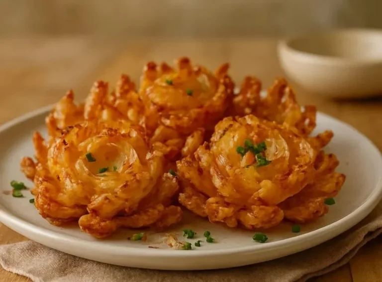 Air fryer crispy mini blooming onions served with dipping sauce